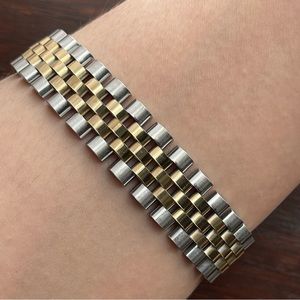 Two Tone Silver Stainless Steel Metal Chain Bracelet